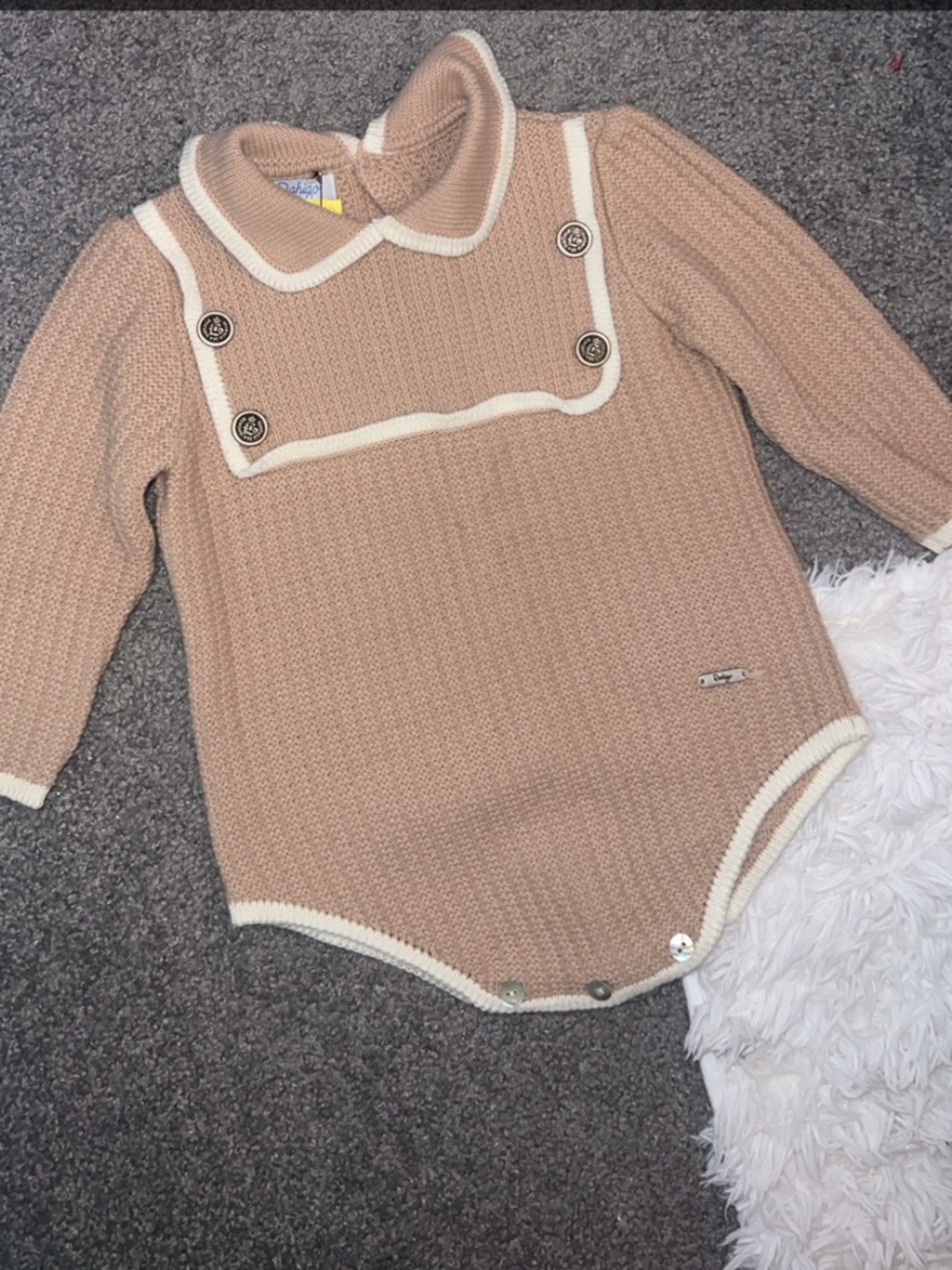 Rahigo Beige Knit Baby Romper - 24 Months